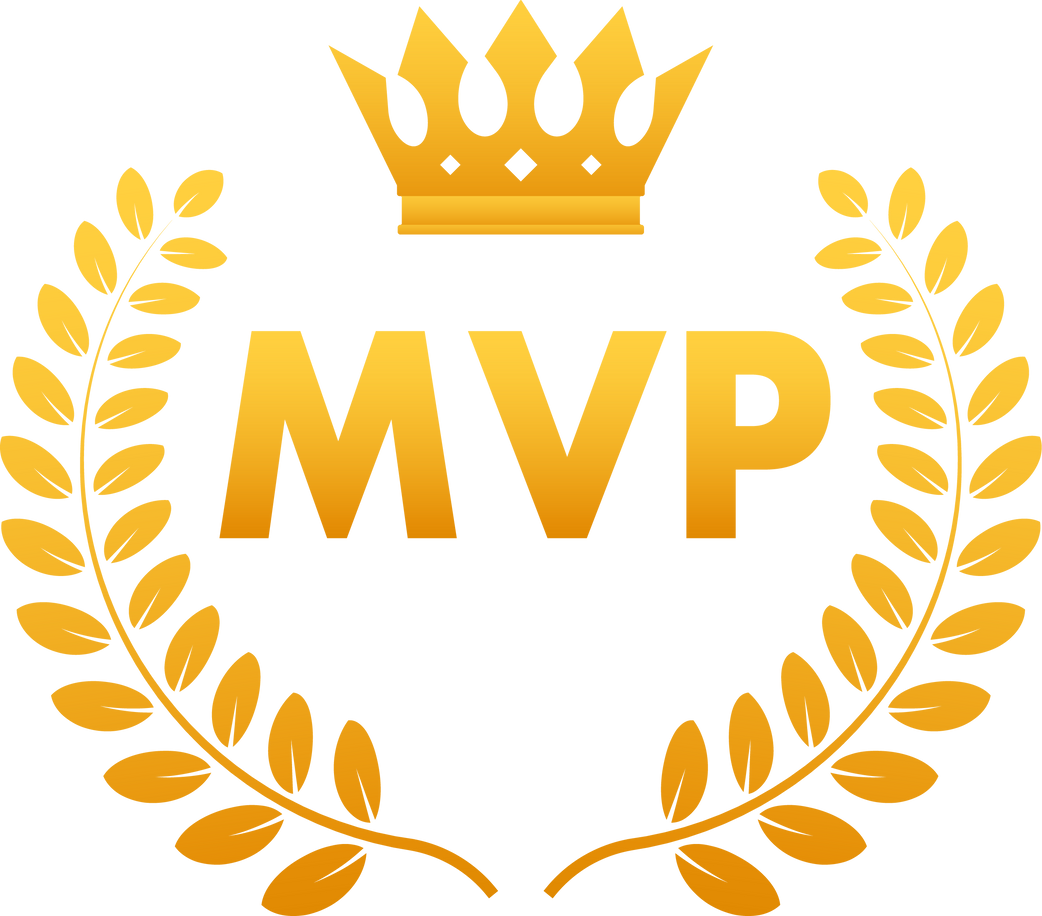 MVP gold medal award on white background. Vector stock illustration.